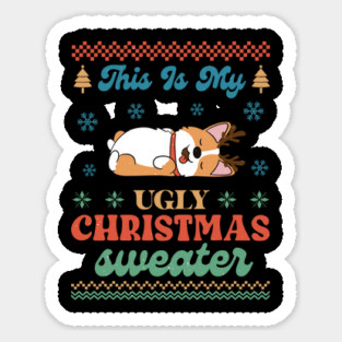 Ugly Christmas Corgi Sweater Magnet