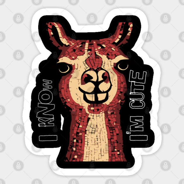 I Know I'm Cute Llama Sticker by Luvv Designs
