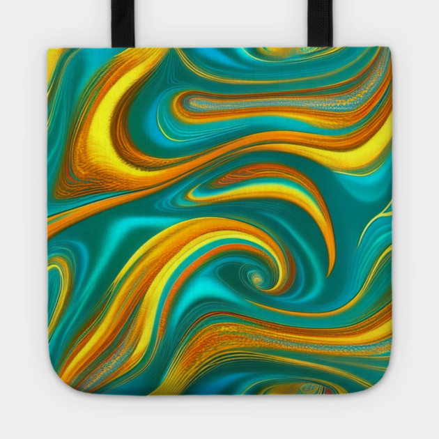 Abstract Turquoise and Gold Swirls Tote by BirdsnStuff