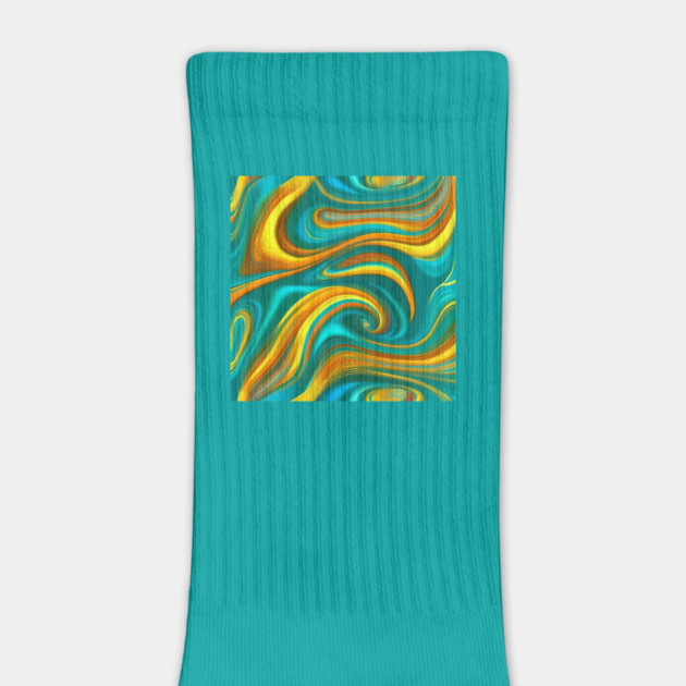 Abstract Turquoise and Gold Swirls by BirdsnStuff