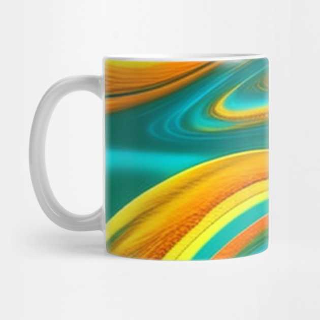 Abstract Turquoise and Gold Swirls by BirdsnStuff