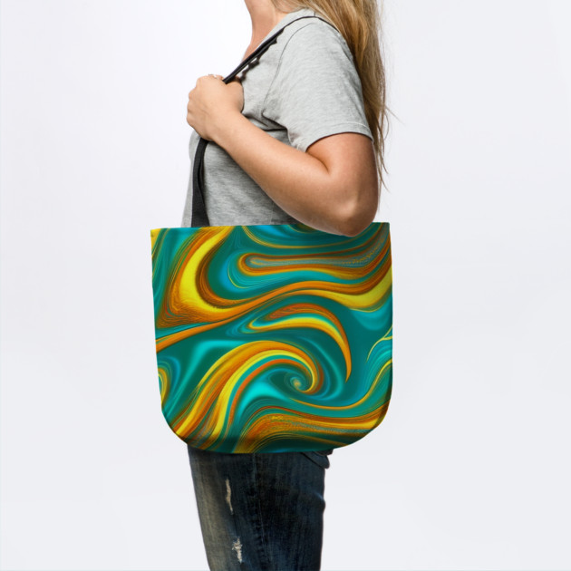 Abstract Turquoise and Gold Swirls by BirdsnStuff