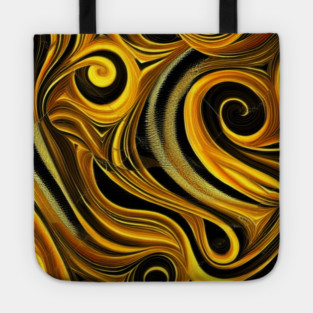 Abstract Black and Gold Swirls Tote