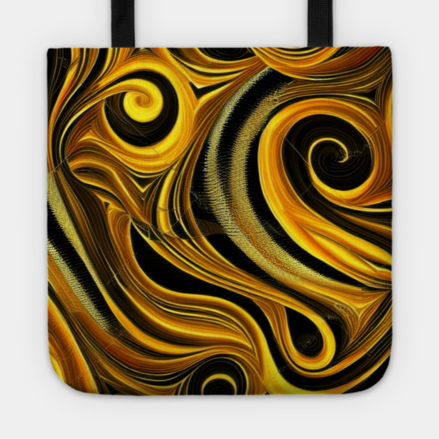 Abstract Black and Gold Swirls Tote by BirdsnStuff