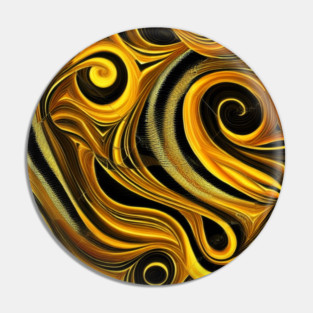 Abstract Black and Gold Swirls Pin