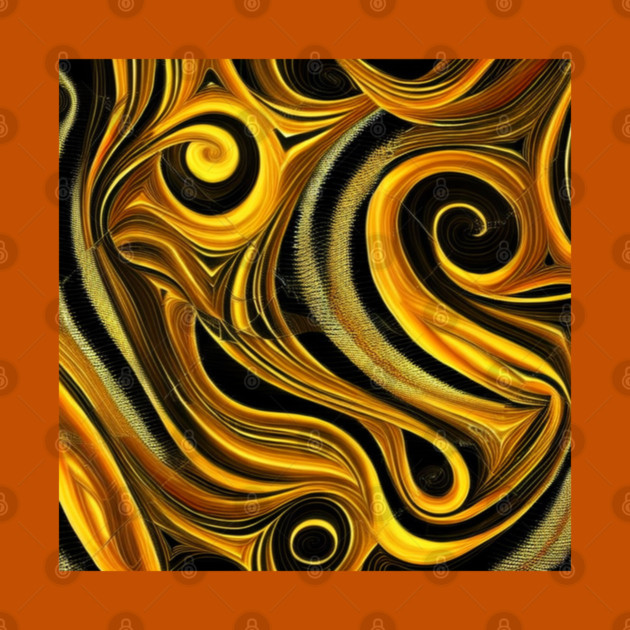 Abstract Black and Gold Swirls by BirdsnStuff