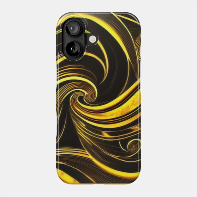 Abstract Black and Gold Swirls Phone Case by BirdsnStuff
