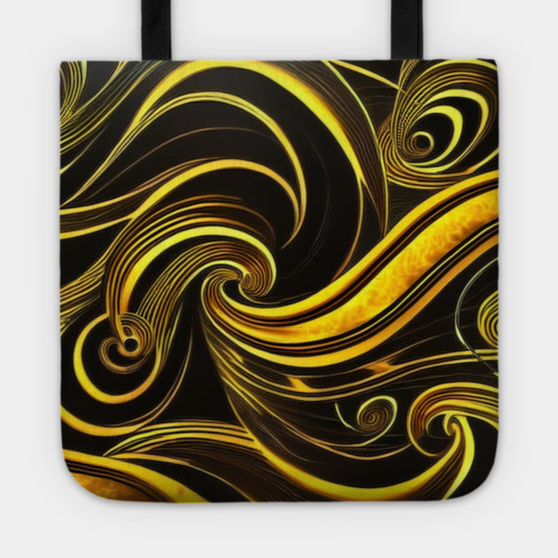 Abstract Black and Gold Swirls Tote by BirdsnStuff