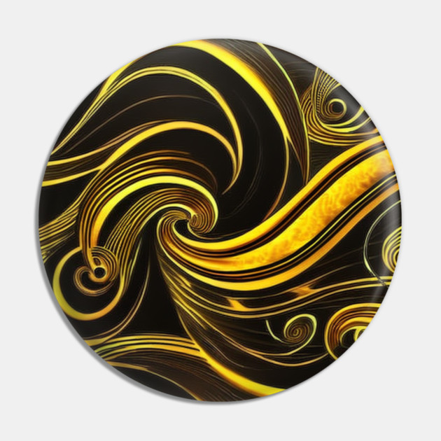 Abstract Black and Gold Swirls Pin by BirdsnStuff