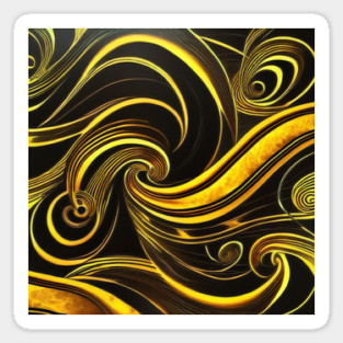 Abstract Black and Gold Swirls Magnet