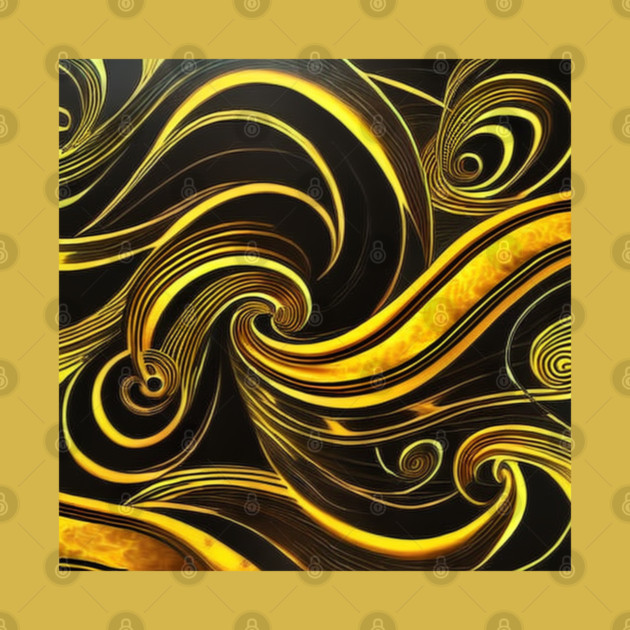 Abstract Black and Gold Swirls by BirdsnStuff