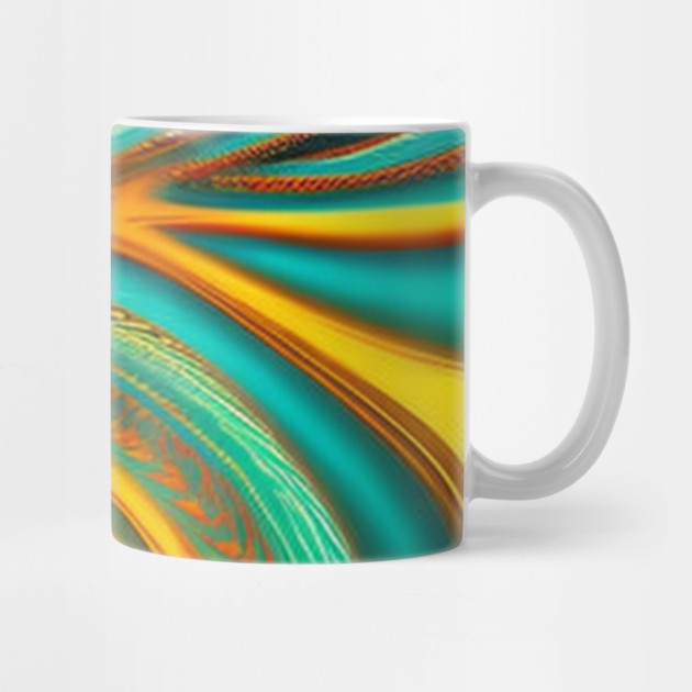 Abstract Turquoise and Gold Swirls by BirdsnStuff