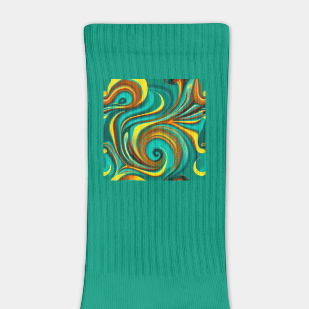 Abstract Turquoise and Gold Swirls by BirdsnStuff