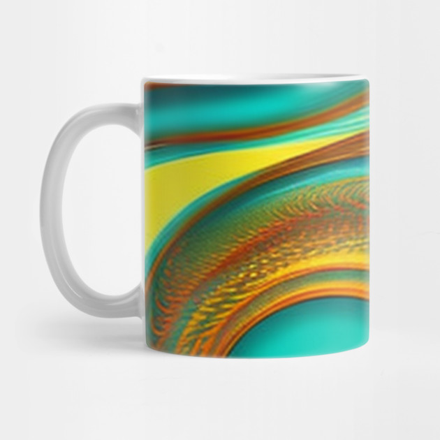 Abstract Turquoise and Gold Swirls by BirdsnStuff