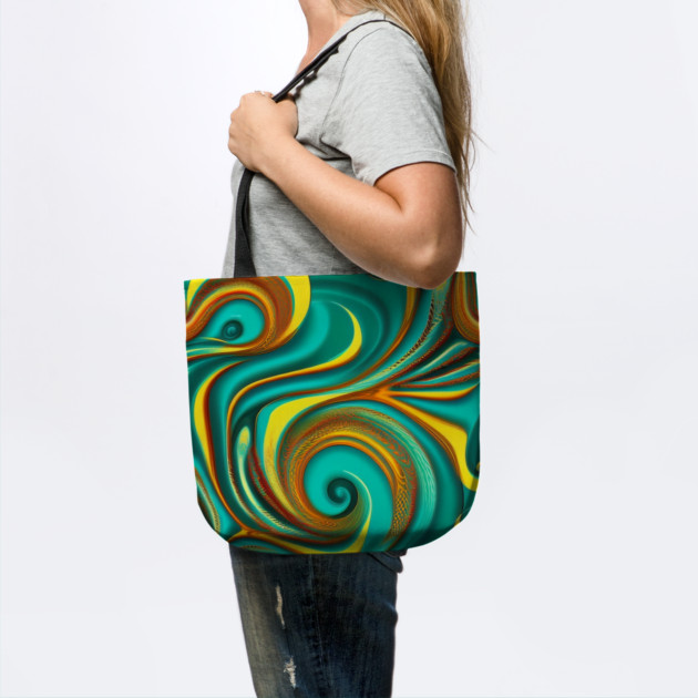 Abstract Turquoise and Gold Swirls by BirdsnStuff