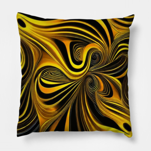 Abstract Black and Gold Swirls Pillow by BirdsnStuff
