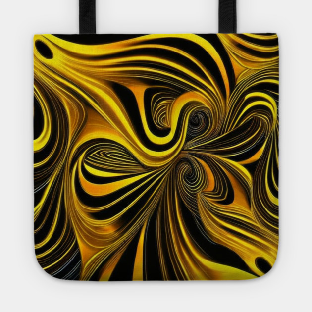 Abstract Black and Gold Swirls Tote by BirdsnStuff