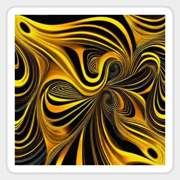 Abstract Black and Gold Swirls Magnet by BirdsnStuff
