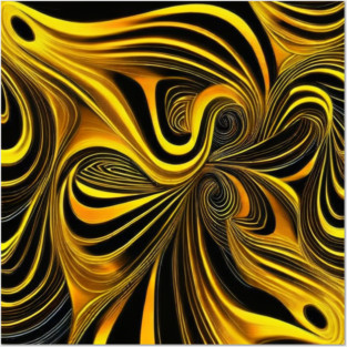 Abstract Black and Gold Swirls Posters and Art