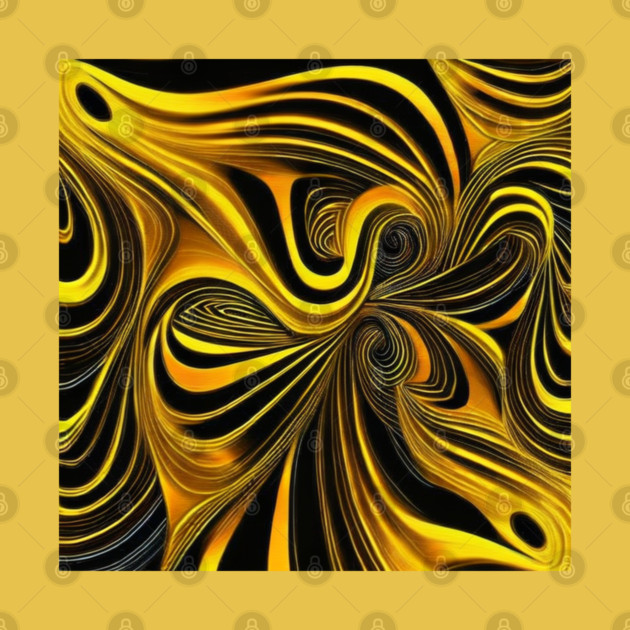 Abstract Black and Gold Swirls by BirdsnStuff