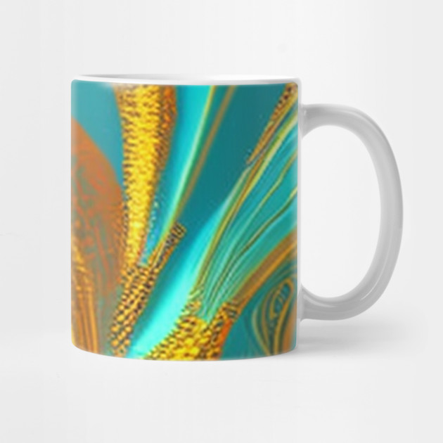 Abstract Turquoise and Gold Swirls by BirdsnStuff