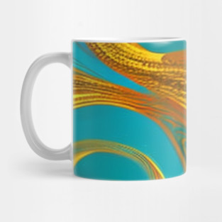 Abstract Turquoise and Gold Swirls Mug