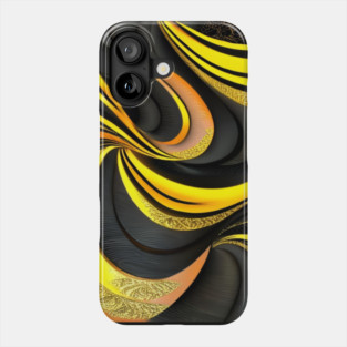 Abstract Black and Gold Swirls Phone Case