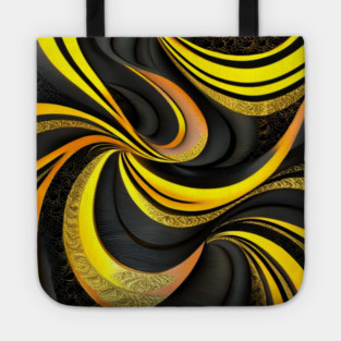 Abstract Black and Gold Swirls Tote
