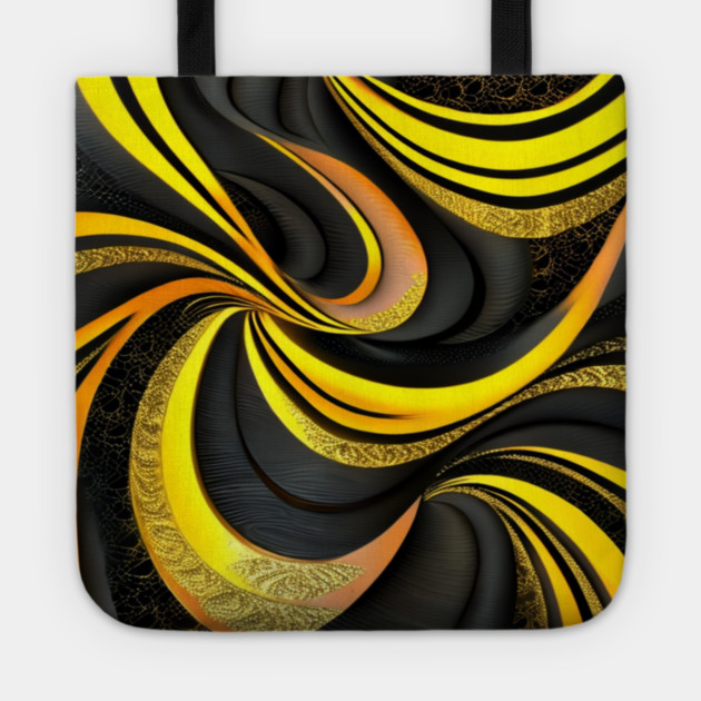Abstract Black and Gold Swirls Tote by BirdsnStuff