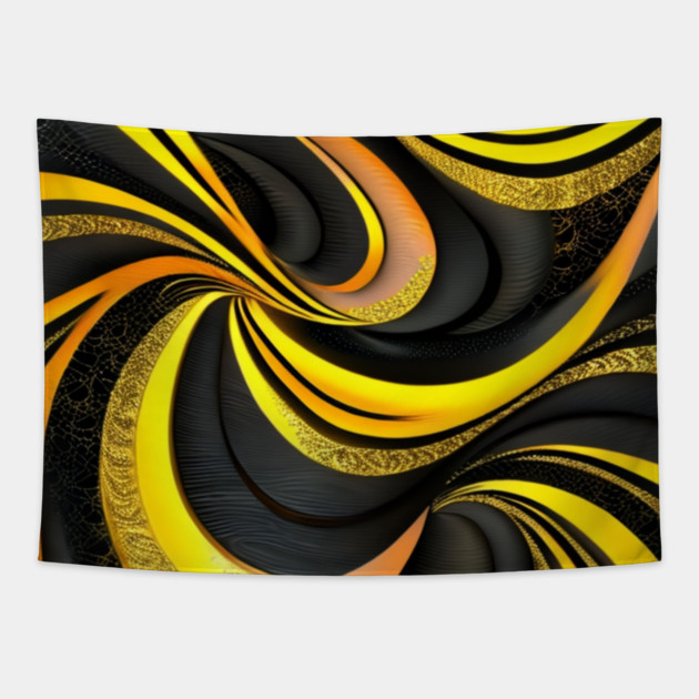 Abstract Black and Gold Swirls Tapestry by BirdsnStuff