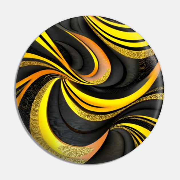 Abstract Black and Gold Swirls Pin by BirdsnStuff