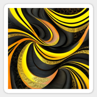 Abstract Black and Gold Swirls Sticker