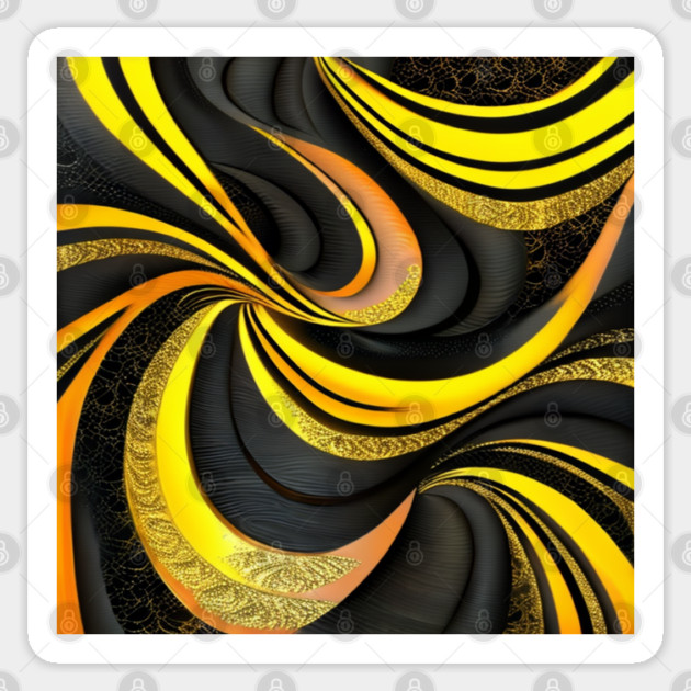 Abstract Black and Gold Swirls Sticker by BirdsnStuff