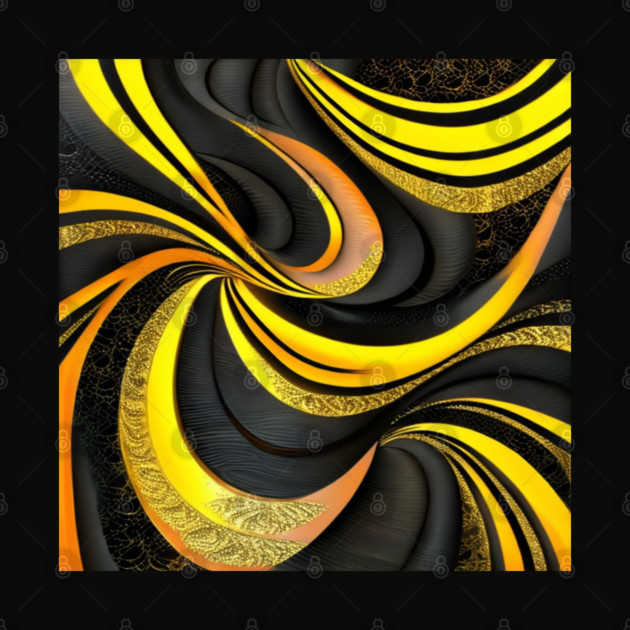 Abstract Black and Gold Swirls by BirdsnStuff