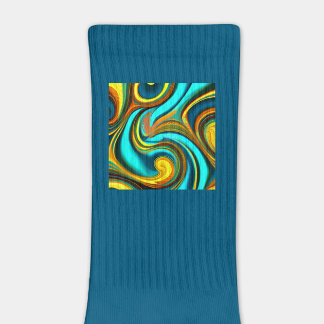 Abstract Turquoise and Gold Swirls by BirdsnStuff