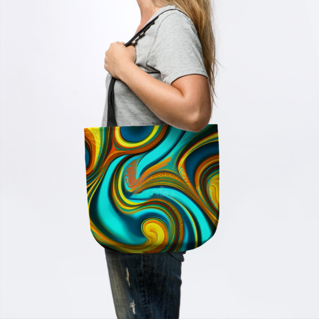 Abstract Turquoise and Gold Swirls by BirdsnStuff