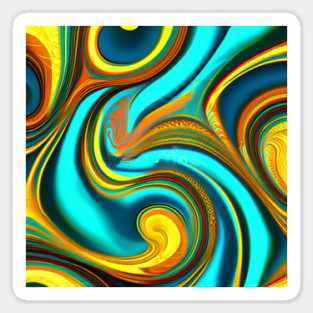 Abstract Turquoise and Gold Swirls Magnet