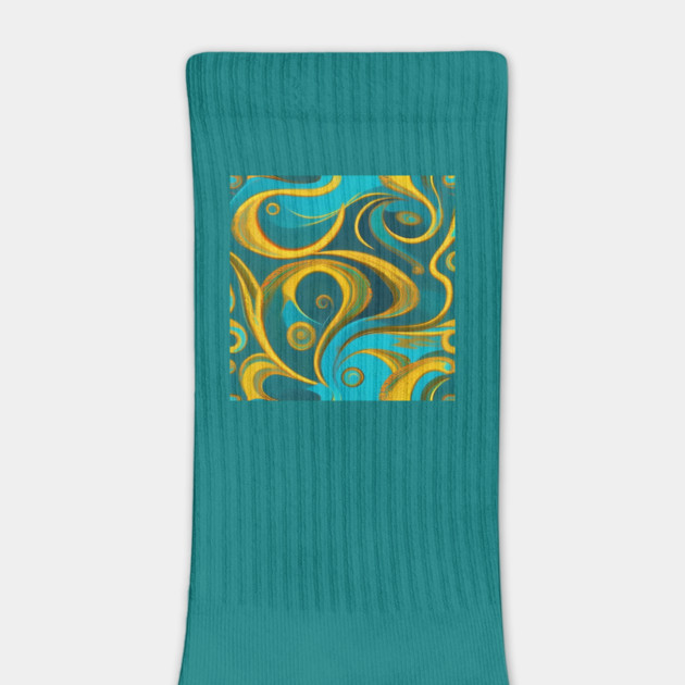 Abstract Turquoise and Gold Swirls by BirdsnStuff