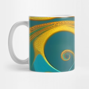 Abstract Turquoise and Gold Swirls Mug