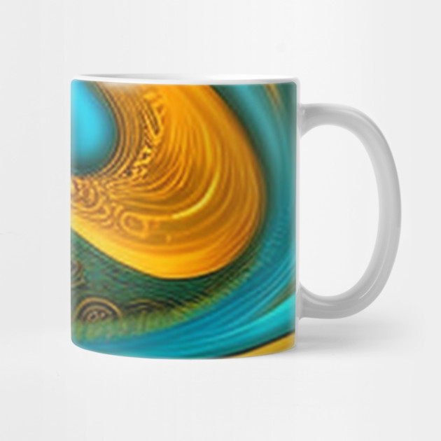 Abstract Turquoise and Gold Swirls by BirdsnStuff