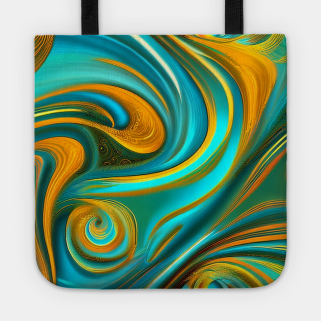Abstract Turquoise and Gold Swirls Tote by BirdsnStuff