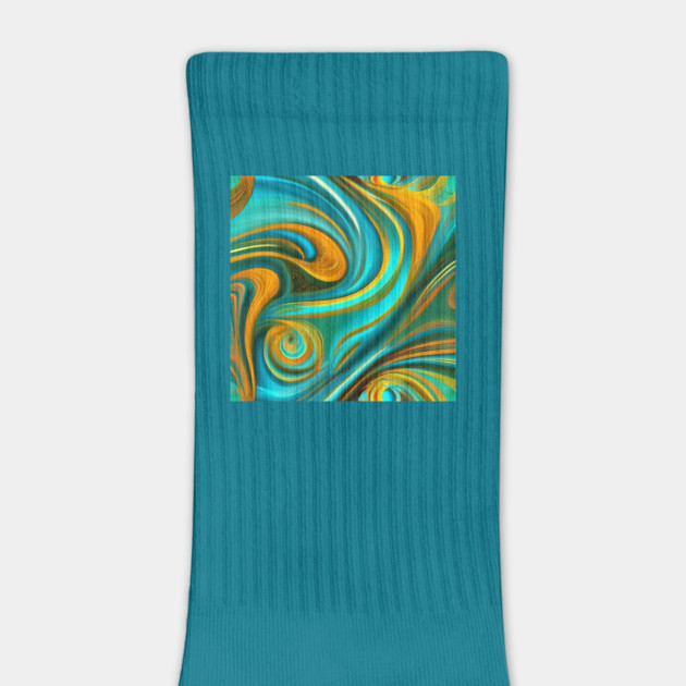 Abstract Turquoise and Gold Swirls by BirdsnStuff