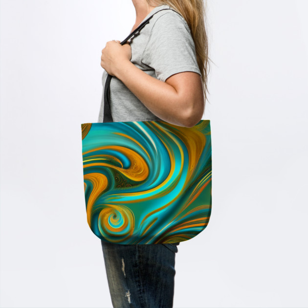 Abstract Turquoise and Gold Swirls by BirdsnStuff