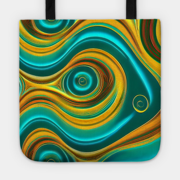 Abstract Turquoise and Gold Swirls Tote by BirdsnStuff