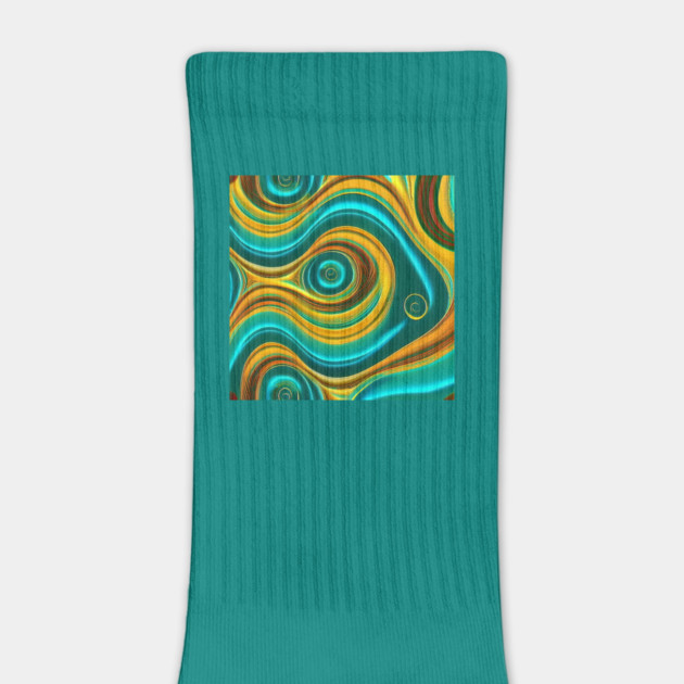 Abstract Turquoise and Gold Swirls by BirdsnStuff