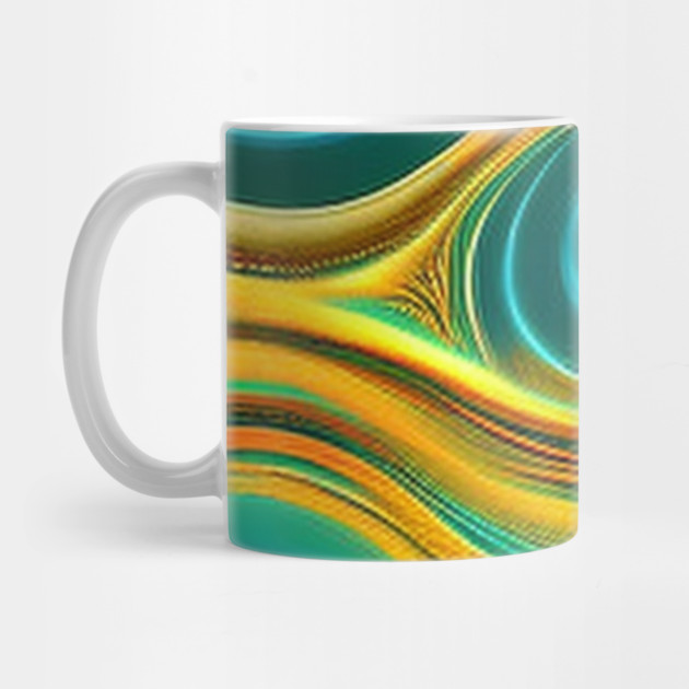 Abstract Turquoise and Gold Swirls by BirdsnStuff