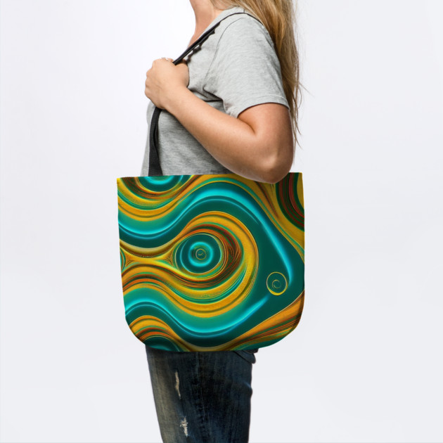 Abstract Turquoise and Gold Swirls by BirdsnStuff
