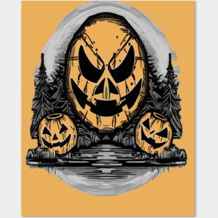 Three Halloween Pumpkin Skeletons Posters and Art