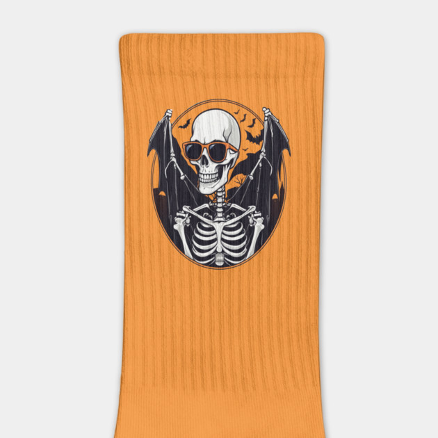 Halloween Skeleton with Bats Flying Around by BirdsnStuff