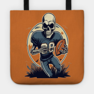 Halloween Skeleton Playing Football Tote